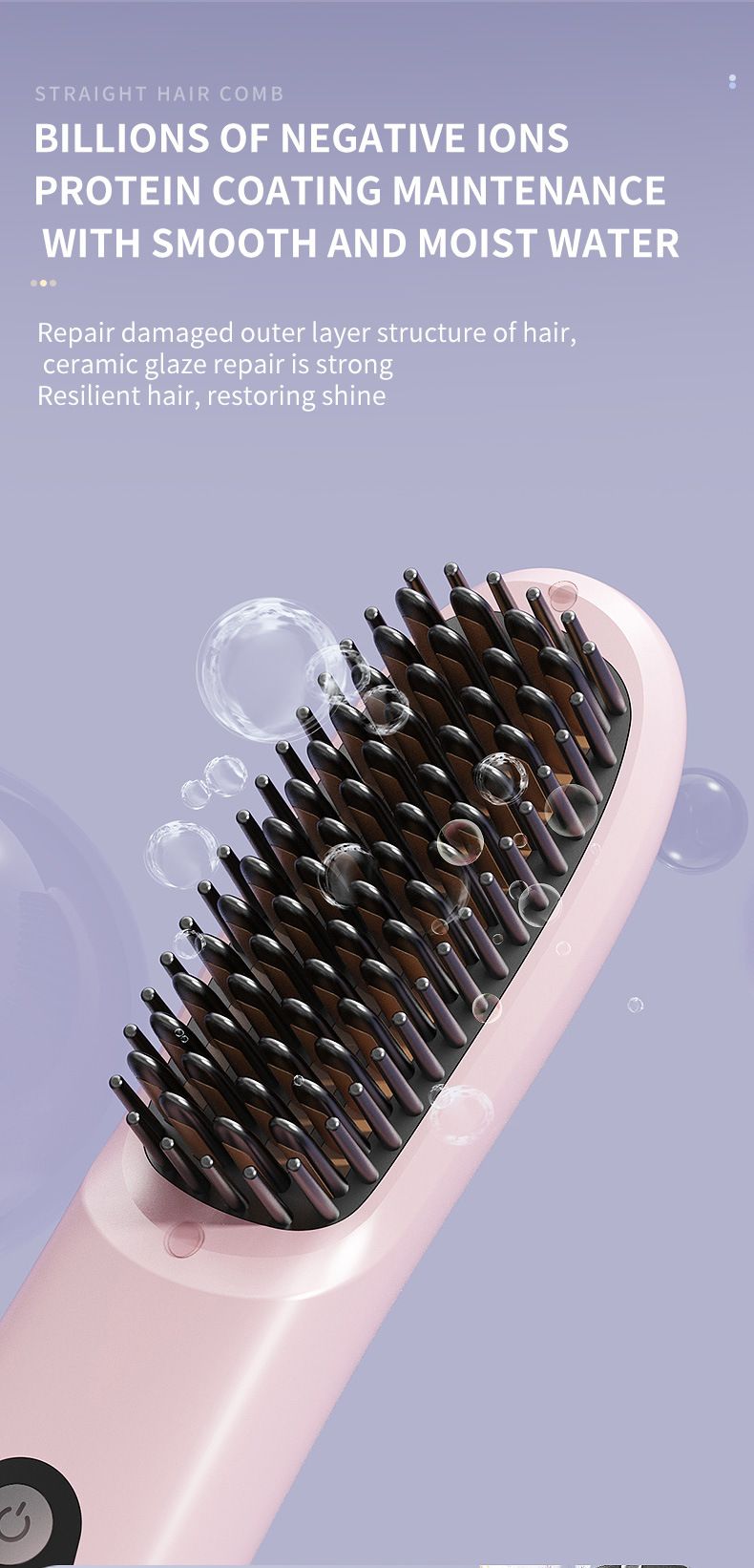Black 4D Straight Hair Comb and Negative Ionic Styler with Dual MCH Ceramic view 7