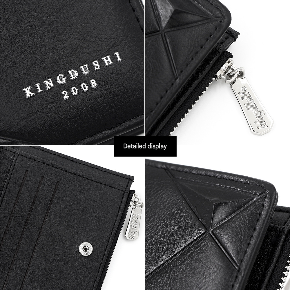 Coffee Mens Diamond Quilted Leather Bifold Wallet - Anti Theft Zippered Coin view 4