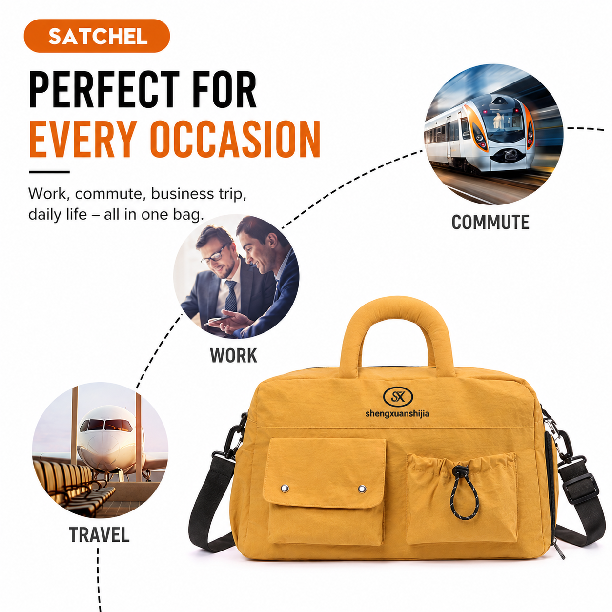Light Green Large Capacity Waterproof Travel Duffel Bag with Shoe Compartment view 5