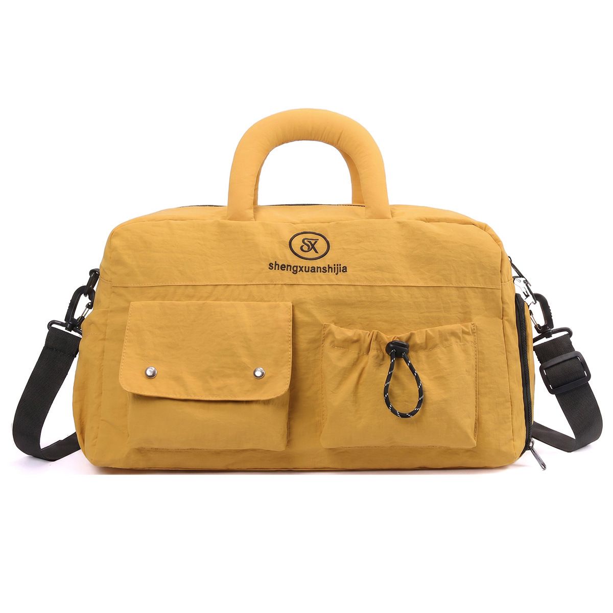 Yellow Large Capacity Waterproof Travel Duffel Bag with Shoe Compartment &