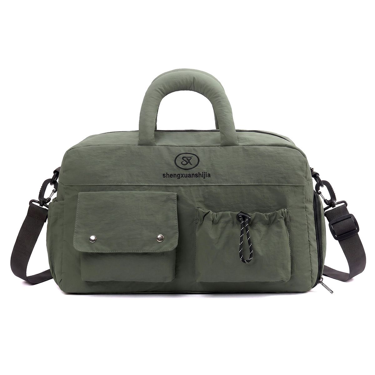 Dark Green Large Capacity Waterproof Travel Duffel Bag with Shoe Compartment &