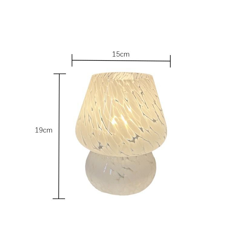 Vintage Speckled All Glass Mushroom Table Lamp - Bedside Soft Ambient Night Light view 3