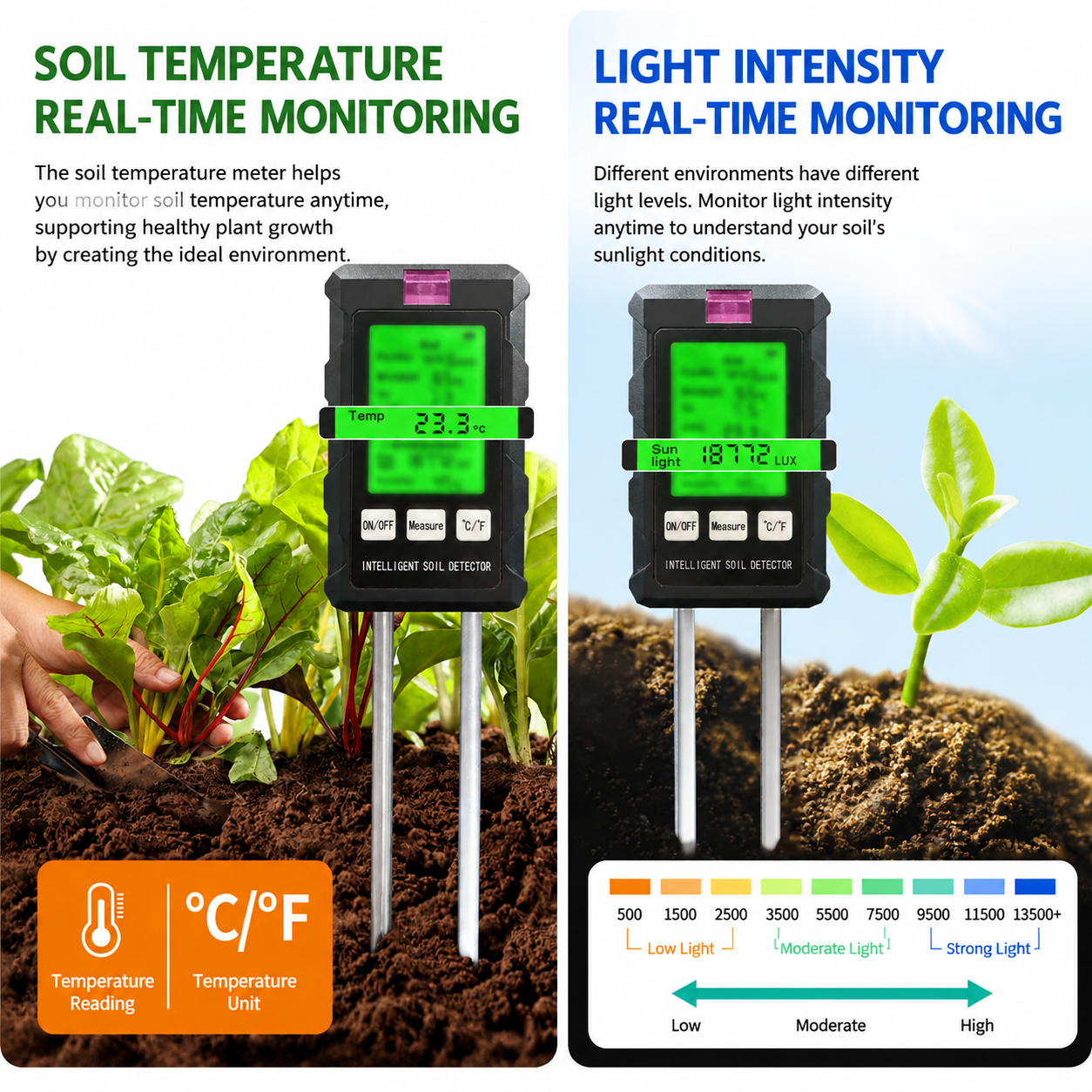 6 in 1 HD Digital Display Soil Tester (2 Pack) - PH Moisture Temperature view 4