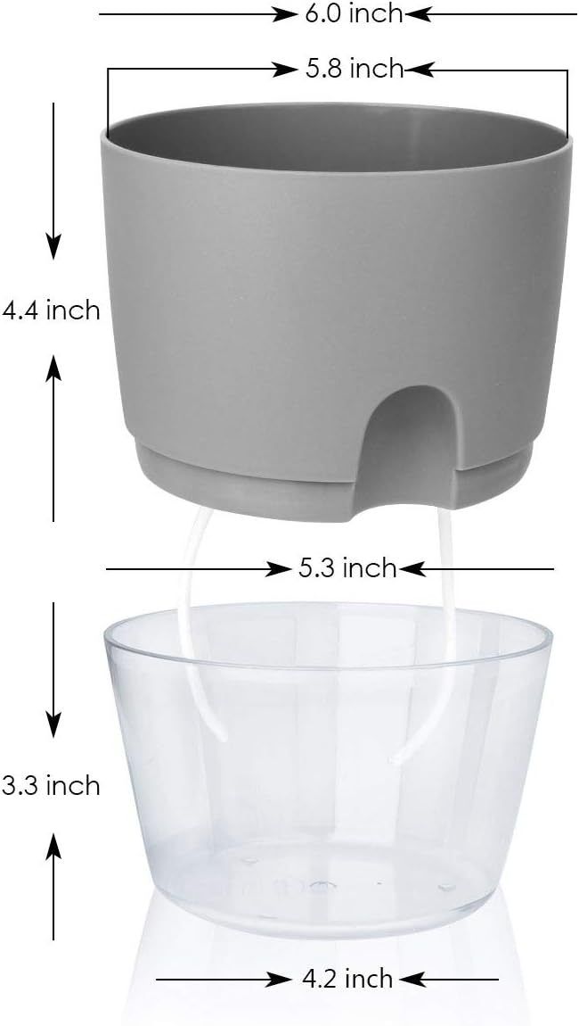 3 Pack White Indoor Self Watering Planter Pot - 6 Inch Double Layer Rempvable view 5