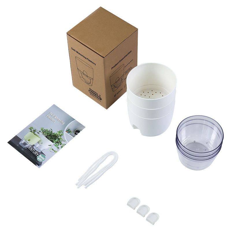 White Indoor Self Watering Planter Pot - 6 Inch Double Layer Rempvable Plastic view 4