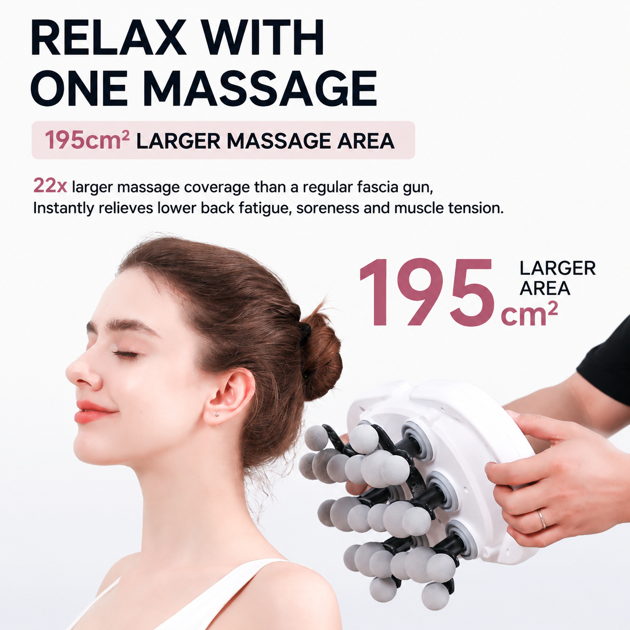 White 22-Head Electric Neck Back Massager with AI Dynamic Strength Adjustment view 2
