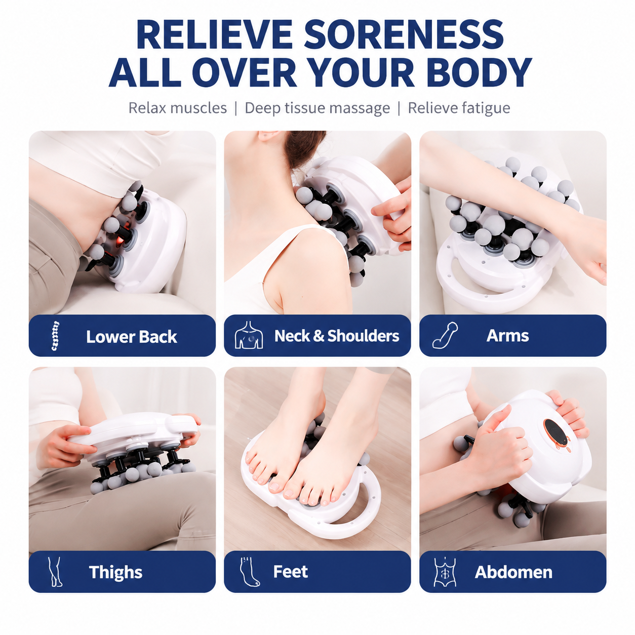 White 22-Head Electric Neck Back Massager with AI Dynamic Strength Adjustment view 8