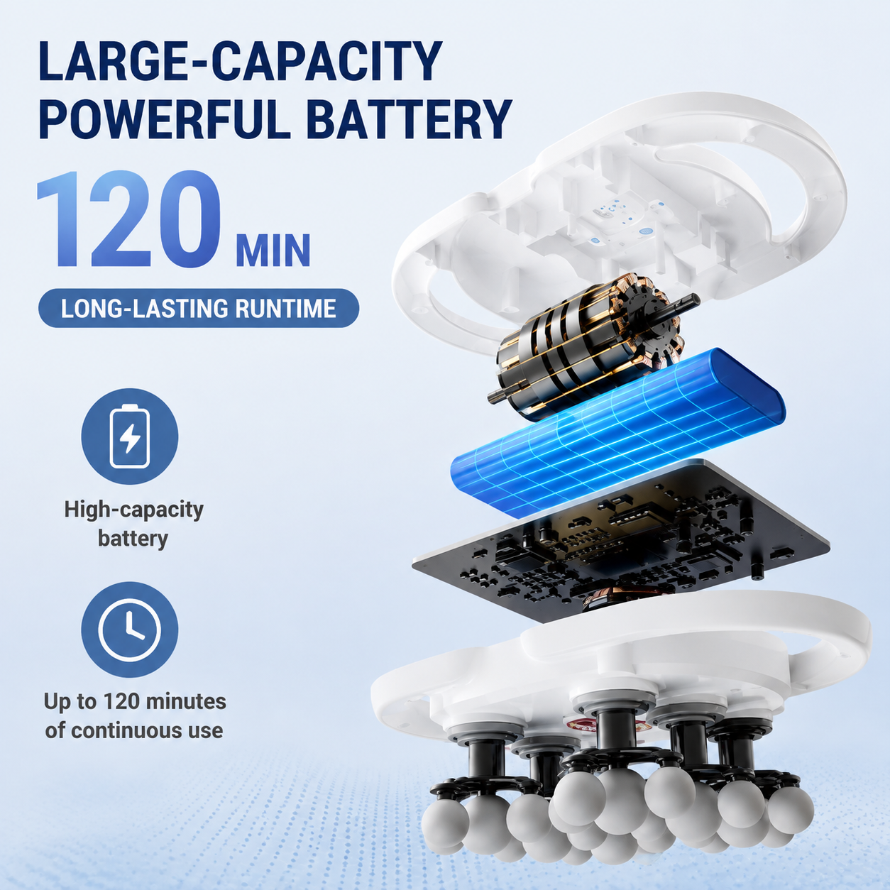 White 12-Head Electric Neck Back Massager with AI Dynamic Strength Adjustment view 7