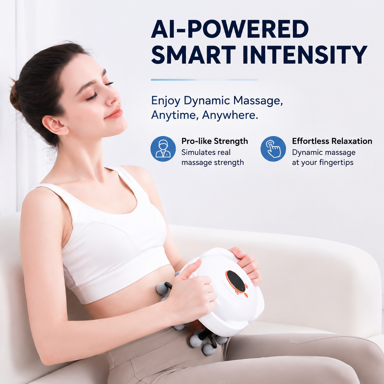Silver Grey 12-Head Electric Neck Back Massager with AI Dynamic Strength view 3