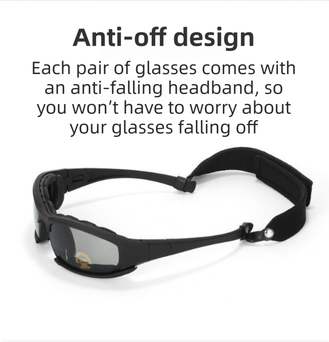 Khaki Tactical Protection Goggles with Storage Box and Elastic Straps (PC view 4