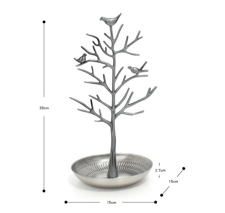 Ancient Cyan Detachable Alloy Jewelry Stand Deco with Bird-Tree Shaped view 4
