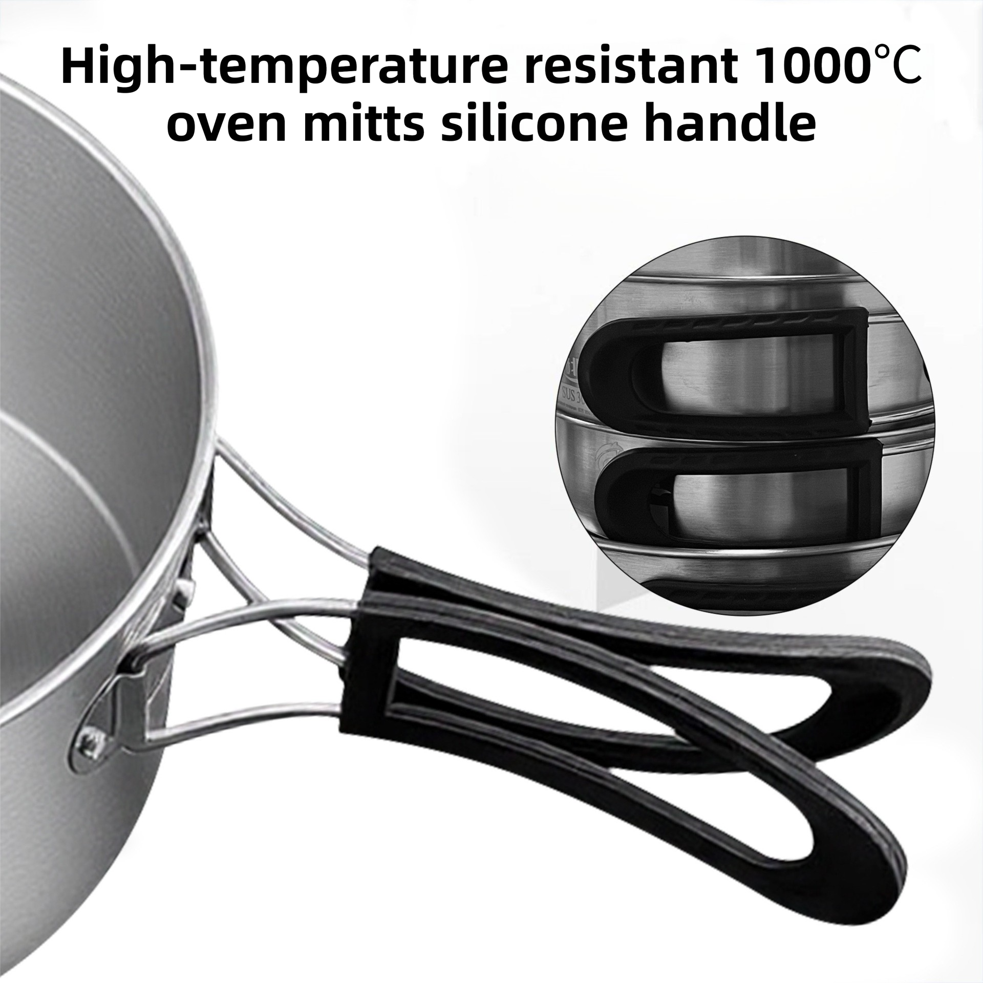 2-Piece Food Grade Stainless Steel Camping Cookware Set with 1.1L Kettle and view 6