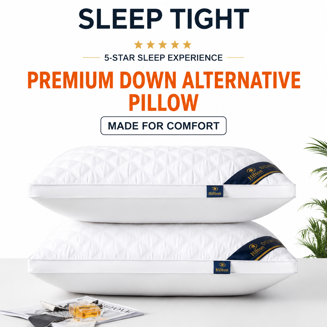 High Rebound Quilted Hotel Pillow Set 2 Pack - Anti Collapse Brushed Fabric view 2