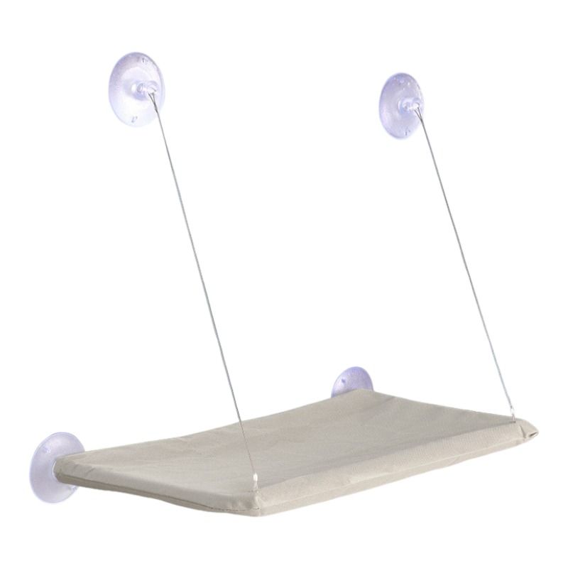 Light Grey Cat Window Tanning Hammock - 4 Strong Suction Cups & Durable Oxford