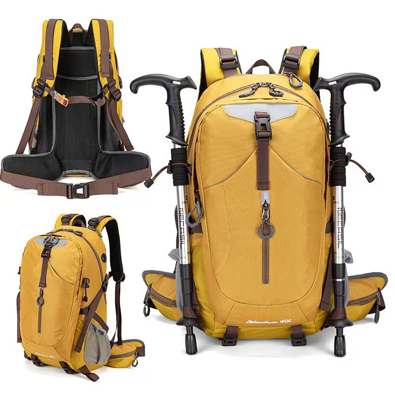40L Yellow Lightweight Outdoor Hiking Backpack with Detachable Suspended Frame