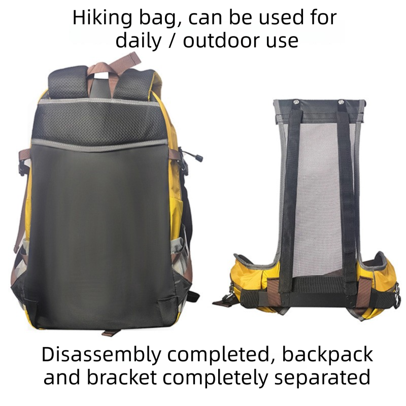 40L Yellow Lightweight Outdoor Hiking Backpack with Detachable Suspended Frame view 2