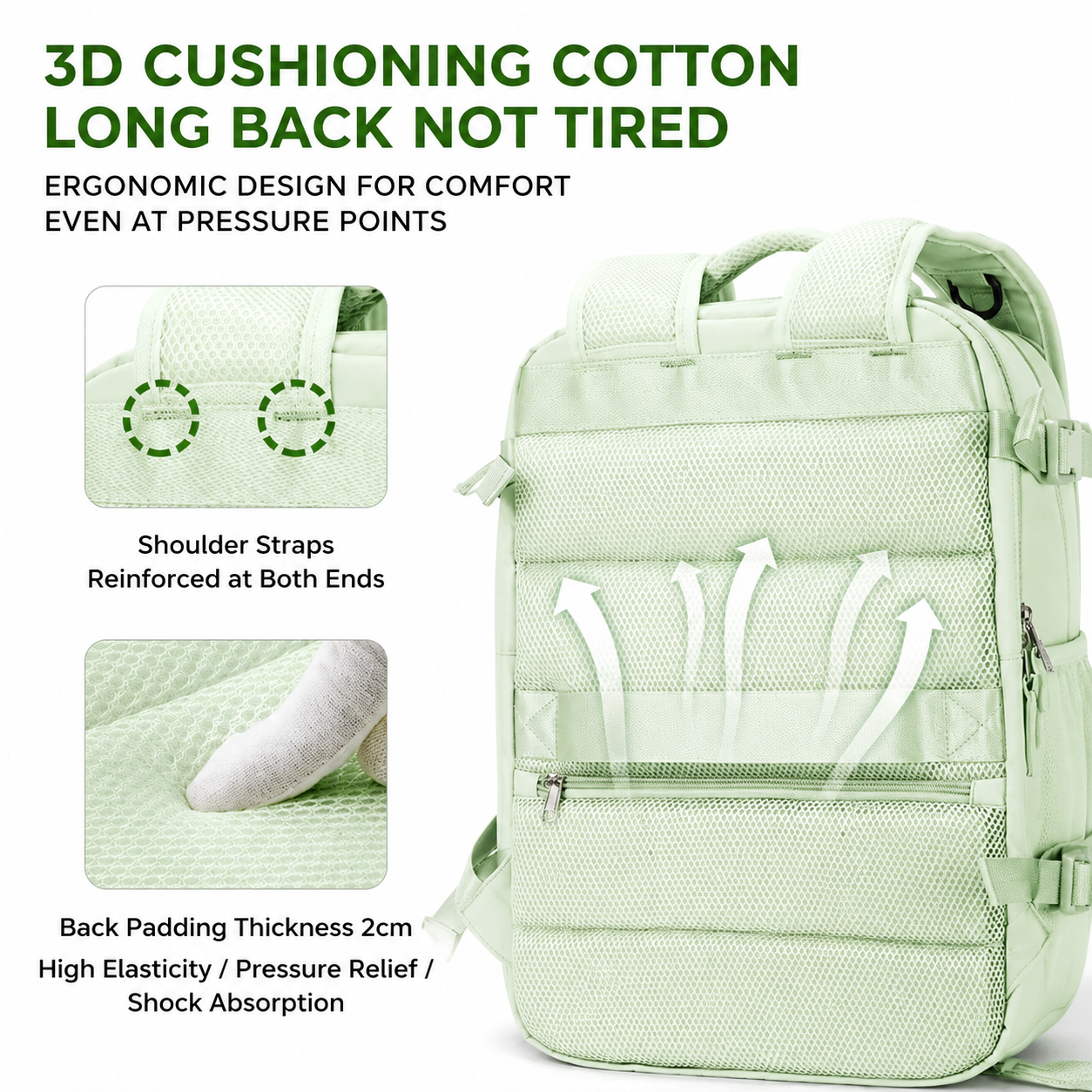 Beige 35L Vacuum Compression Travel Backpack with Manual Air Pump view 5