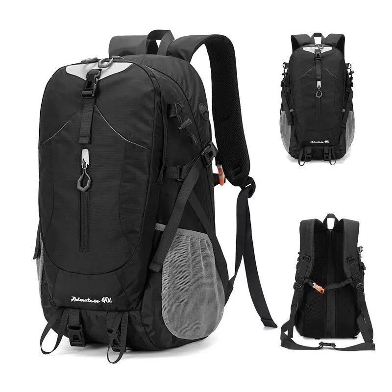 40L Black Lightweight Outdoor Hiking Backpack with Rain Cover
