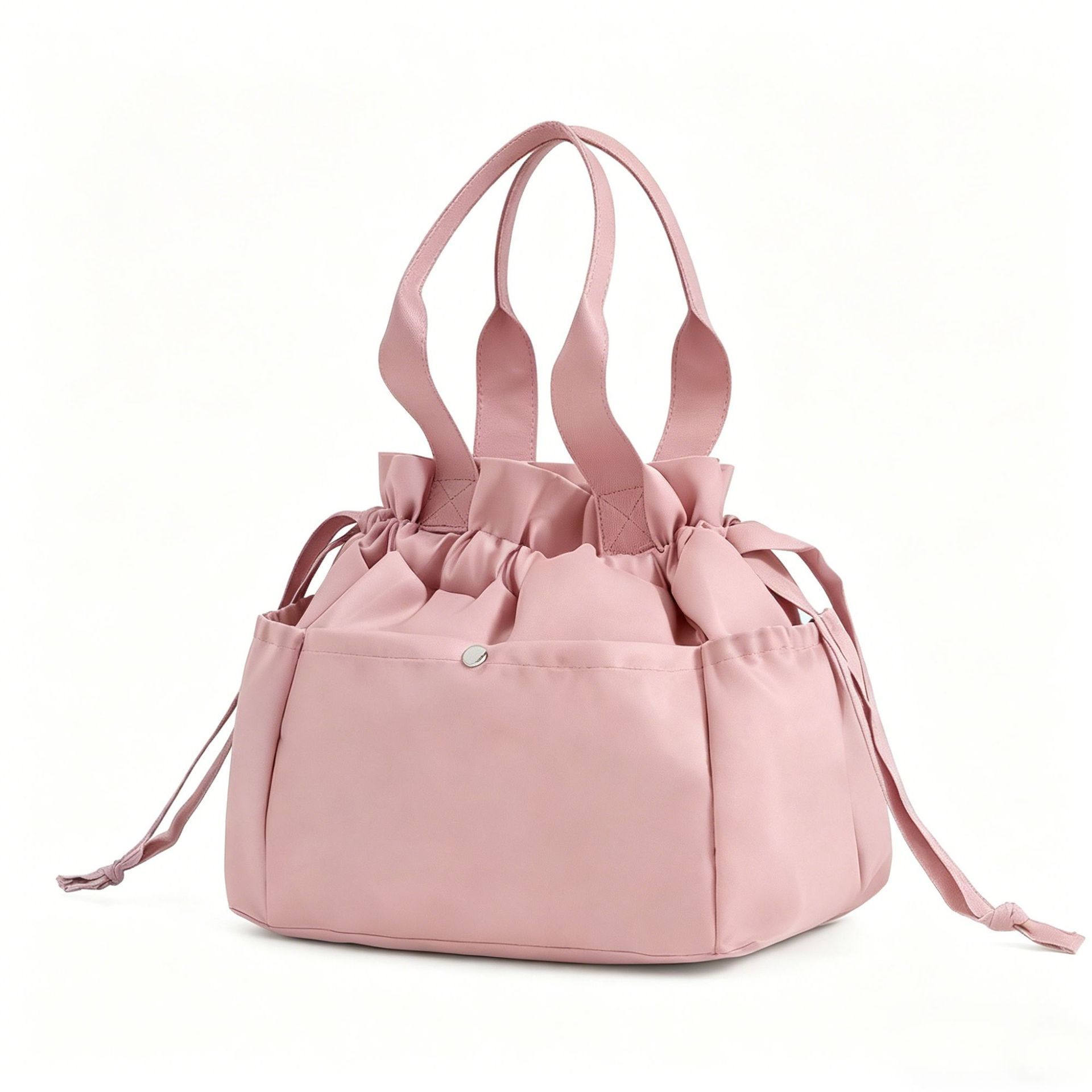 Pink Insulated Lunch Bag for Women Men - Portable Drawstring Tote Lunch Box