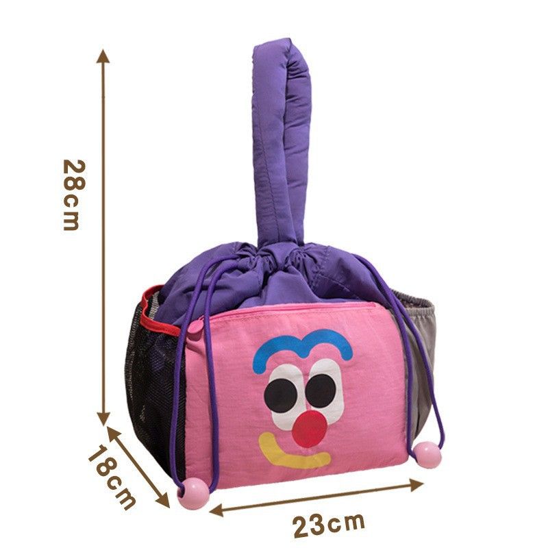 Cartoon Purple Insulated Lunch Bag for Women Men - Portable Drawstring Tote