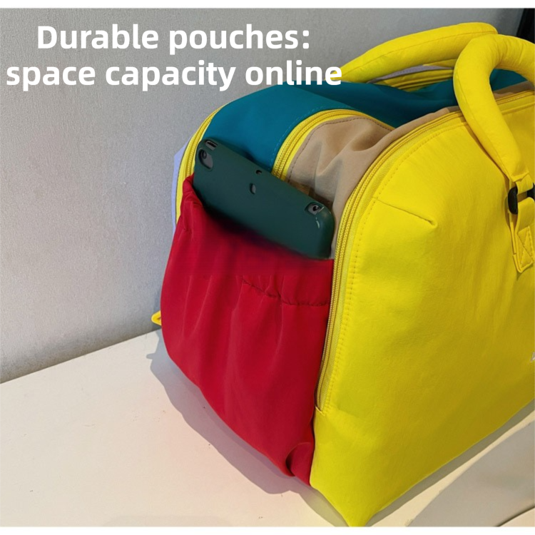 Blue 30L Lightweight Travel Duffle Bag with 3 Zippered Main Sections and Shoe view 4
