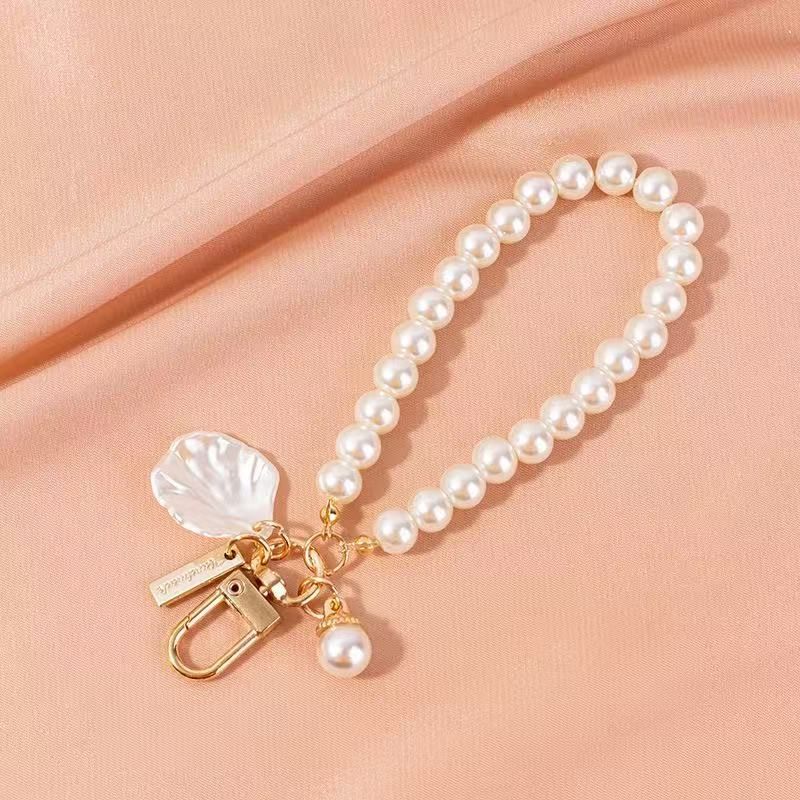Pearl Beaded Bracelet / Keychain / Bag Charm with Elegant Pearl Shell Pendant
