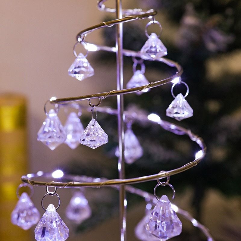 Elegant Mental Spiral Crystal Christmas Tree Lamp - Battery Operated Tabletop view 5