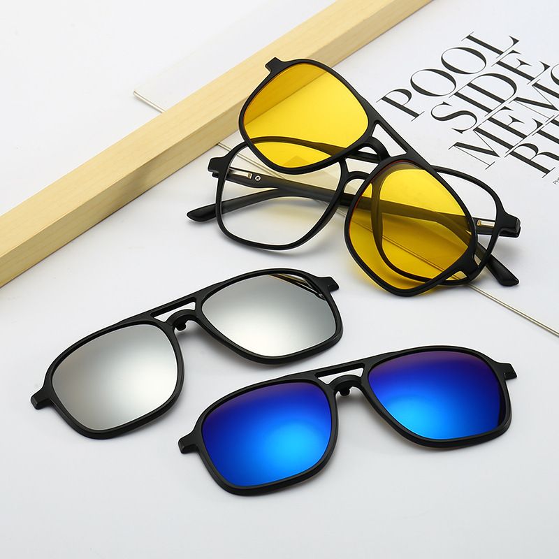7-in-1 Magnetic Clip-On Sunglasses Set with Flexible Frame and Leather Bag view 6