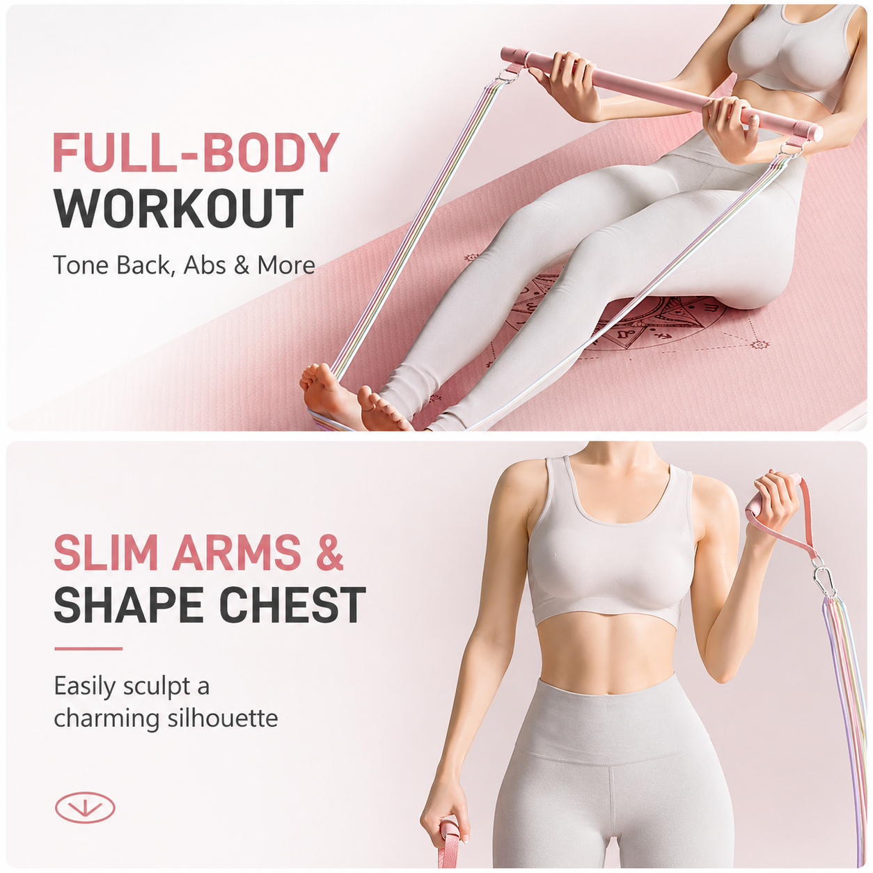 Women's Multifunctional 100 lbs Resistance Band Set with Storage Bag view 4