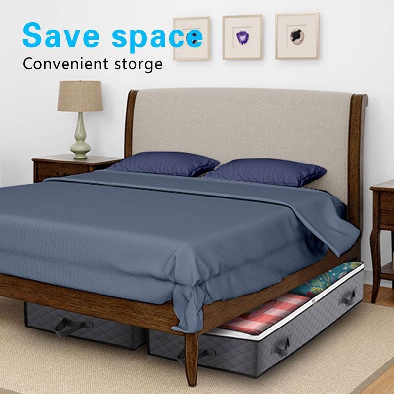 2 Pack Folding Non-Woven Underbed Storage Containers with Clear Top Zipper Lid view 6