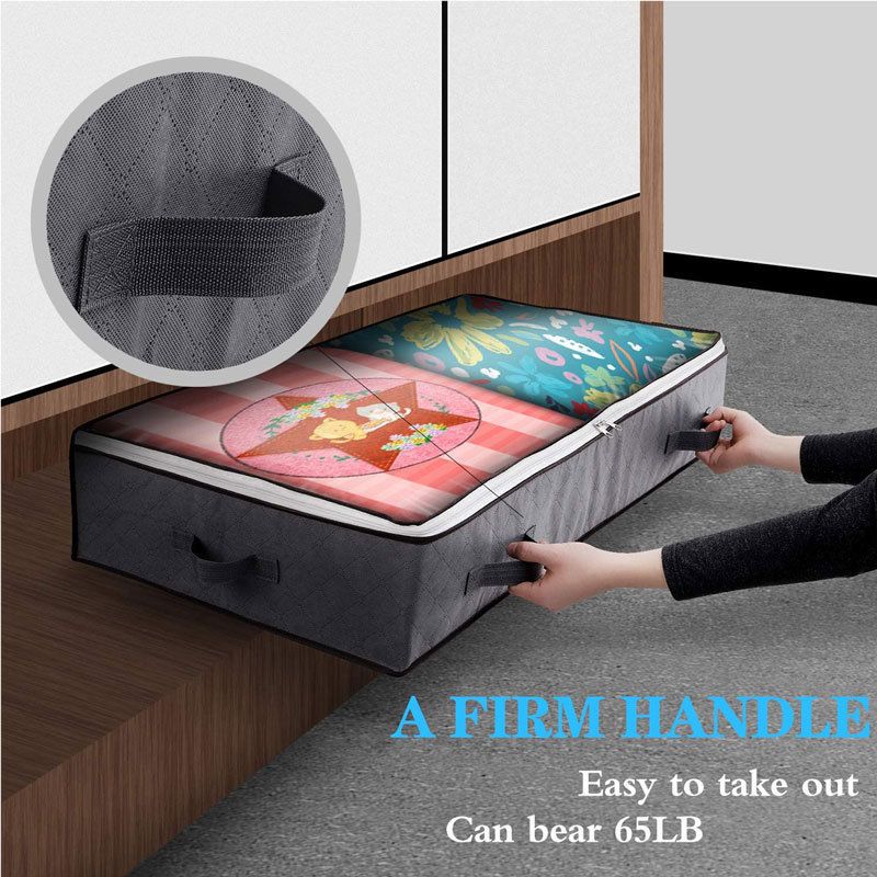 2 Pack Folding Non-Woven Underbed Storage Containers with Clear Top Zipper Lid view 5