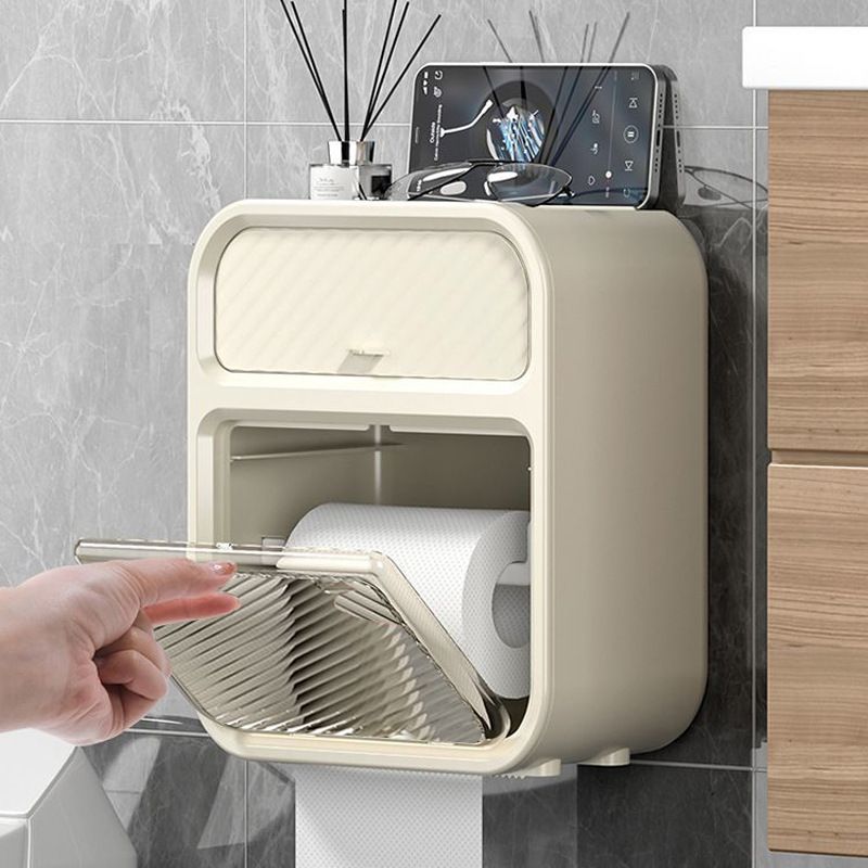 Dark Green Wall Mounted Toilet Paper Holder & Bathroom Storage Organizer view 5