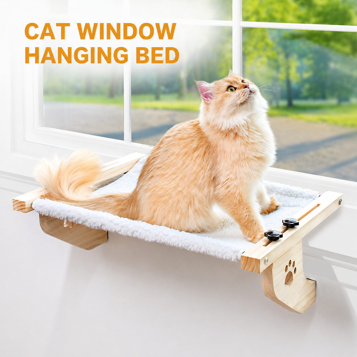 24.4 x 15" Cat Window Perch Hammock with Removable Washable Fleece Cover