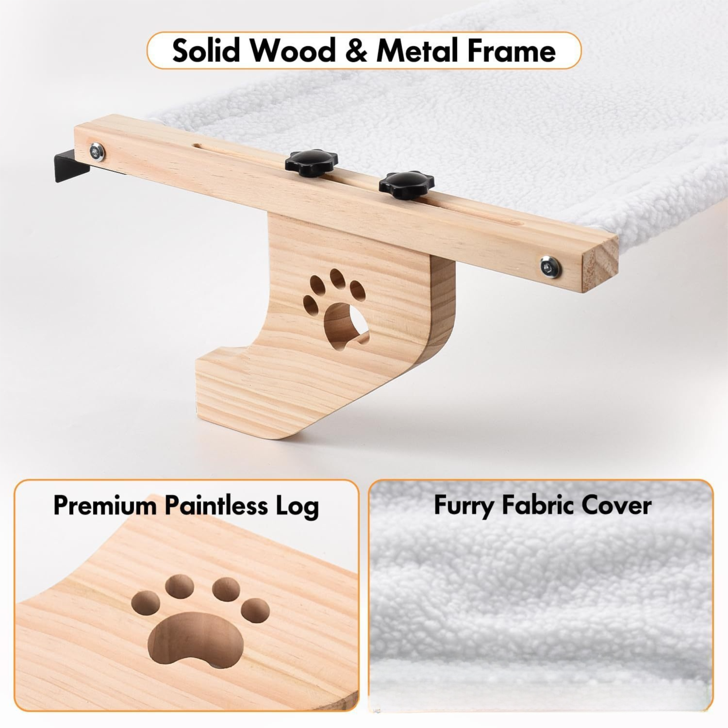 24.4 x 15" Cat Window Perch Hammock with Removable Washable Fleece Cover view 2