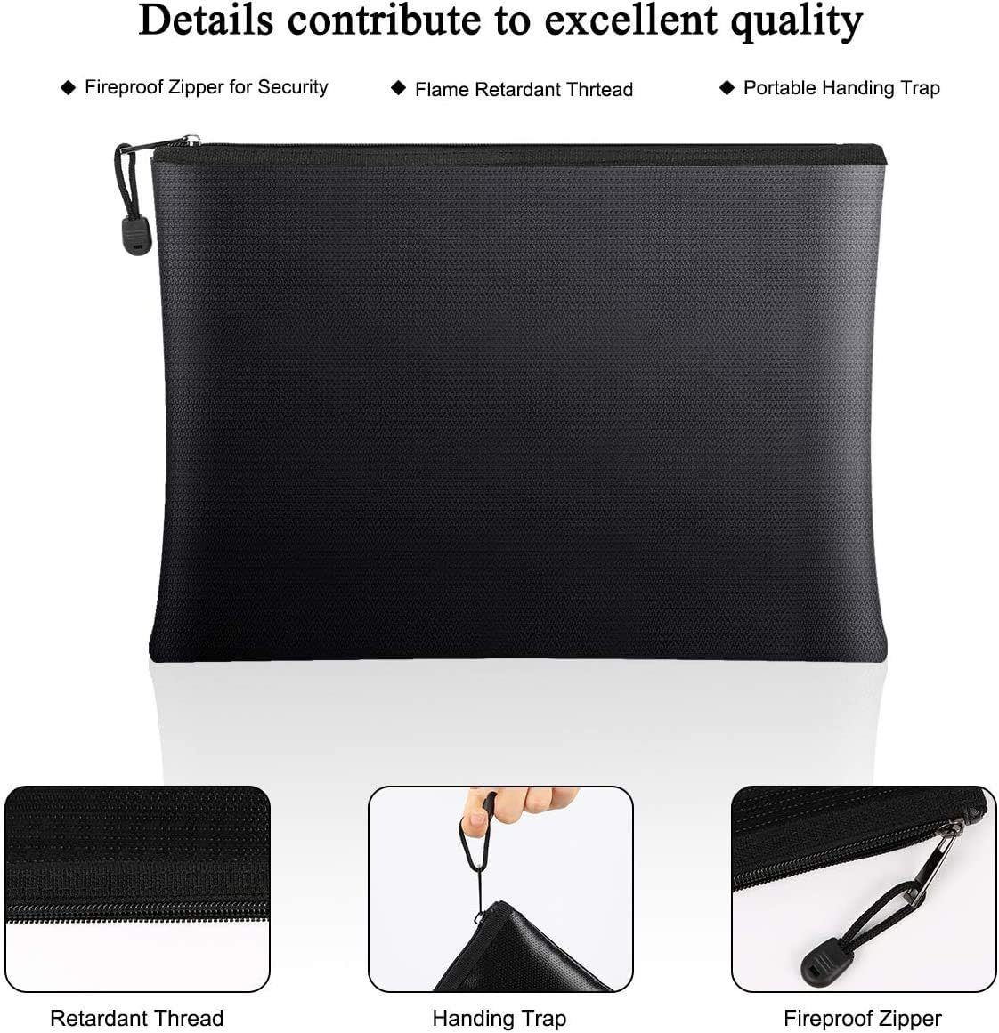 Fireproof Document Zipper Bag (28 x 38CM) - Waterproof & Heat Resistant view 5
