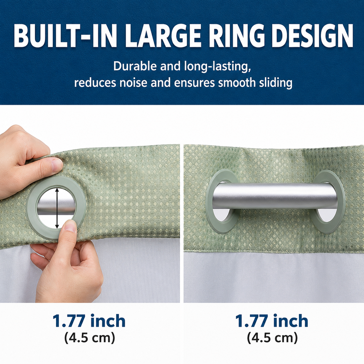 Black Hook Free Waffle Weave Shower Curtain (71 x 81") - Double Layer Curtain view 3