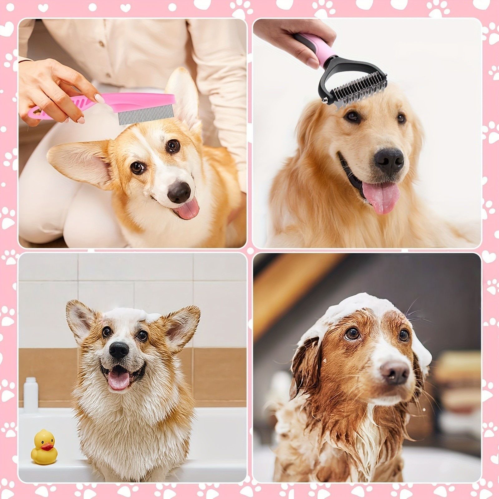7PCS Blue Pet Grooming, Nail and Oral Care Kit - Selfcleaning Slicker Brush view 2