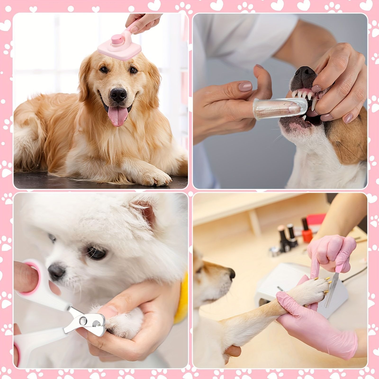 7PCS Blue Pet Grooming, Nail and Oral Care Kit - Selfcleaning Slicker Brush view 3