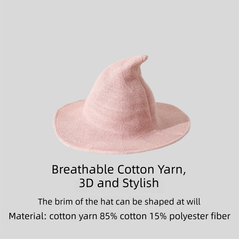 Pink Women's Breathable Cotton Yarn Halloween Witch Hat - Foldable Moldable