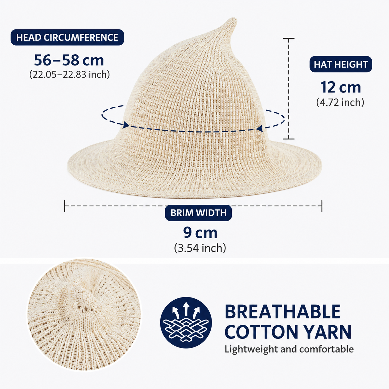 2PCS Pink Women's Breathable Cotton Yarn Halloween Witch Hat - Foldable view 2