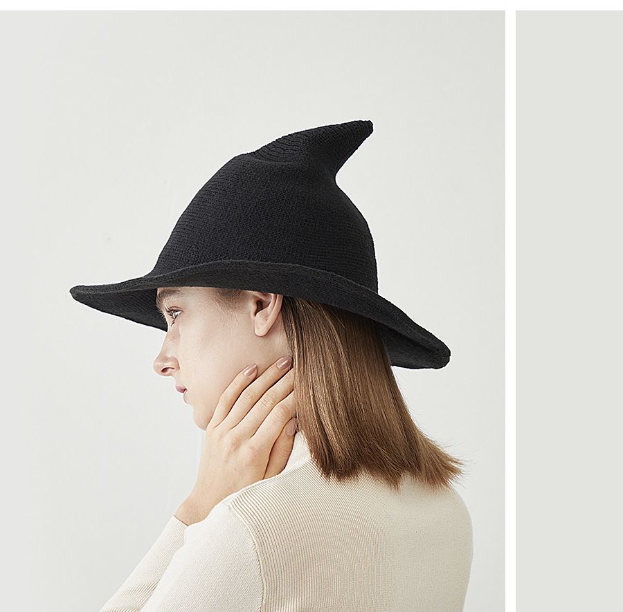 2PCS Dark Blue Women's Breathable Cotton Yarn Halloween Witch Hat - Foldable view 5