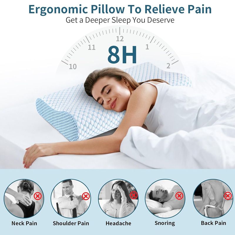 55 x 35CM Ergonomic Cooling Memory Foam Contour Pillow - Slow Rebound Cervical view 4