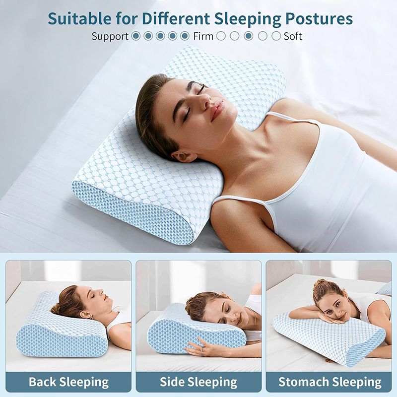 55 x 35CM Ergonomic Cooling Memory Foam Contour Pillow - Slow Rebound Cervical view 6