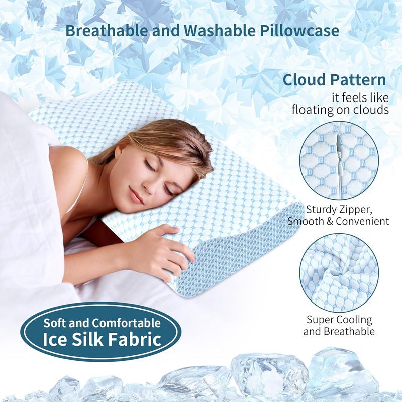 60 x 40CM Ergonomic Cooling Memory Foam Contour Pillow - Slow Rebound Cervical view 2