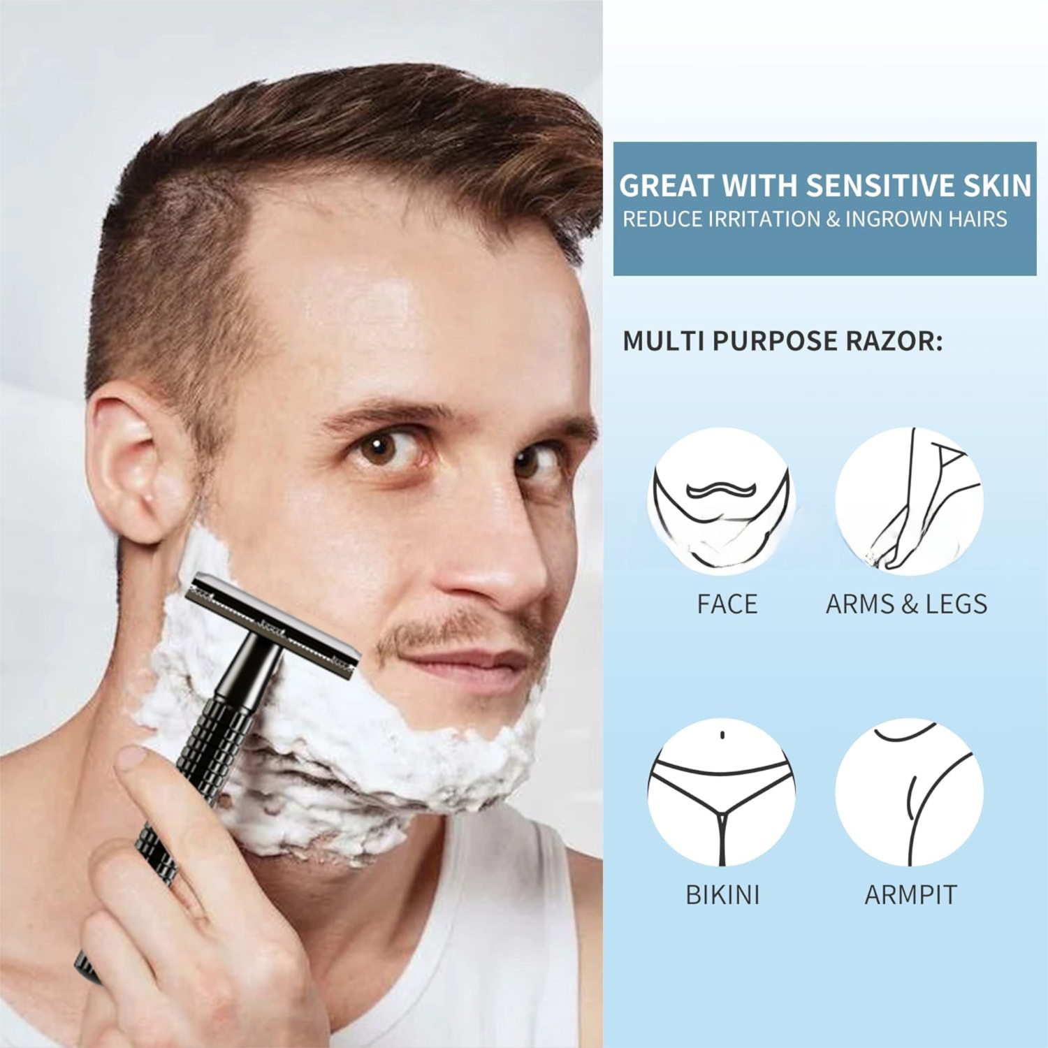 Black Classic Double Edge Safety Razor Set - Vintage Metal Manual Shaving view 2