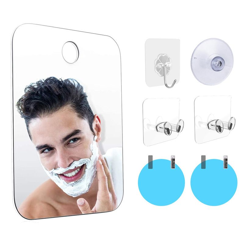 Fog Free Shower Shaving Mirror Set with Suction Cup & Razor Holder