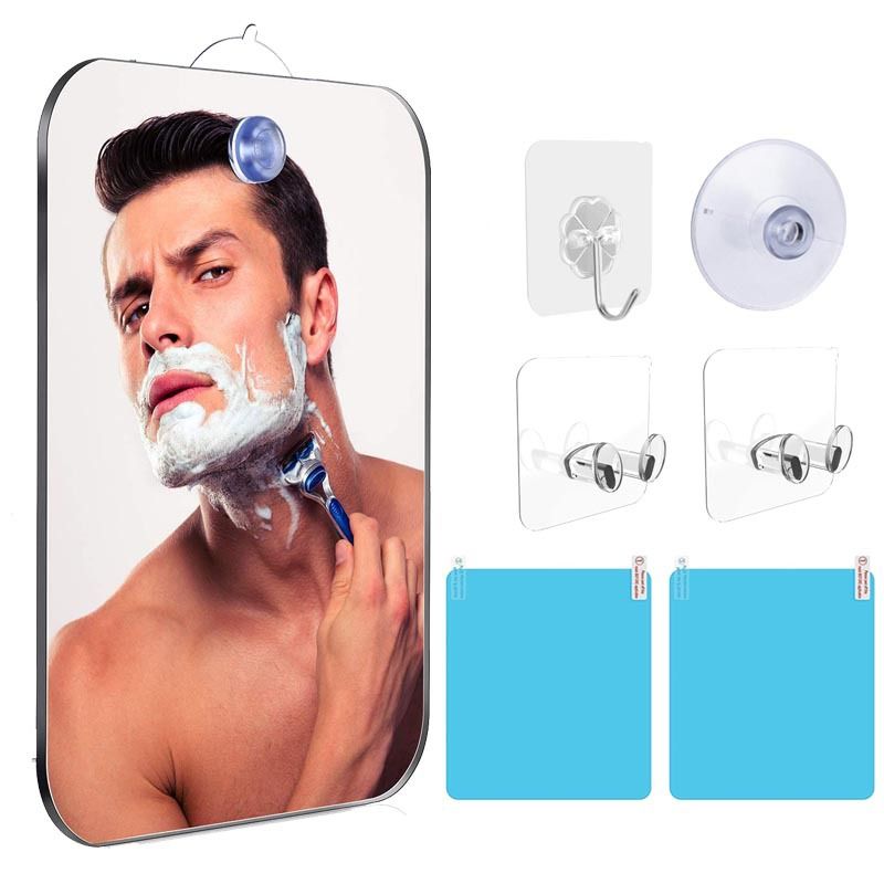 Fog Free Shower Shaving Mirror Set with Suction Cup & Razor Holder