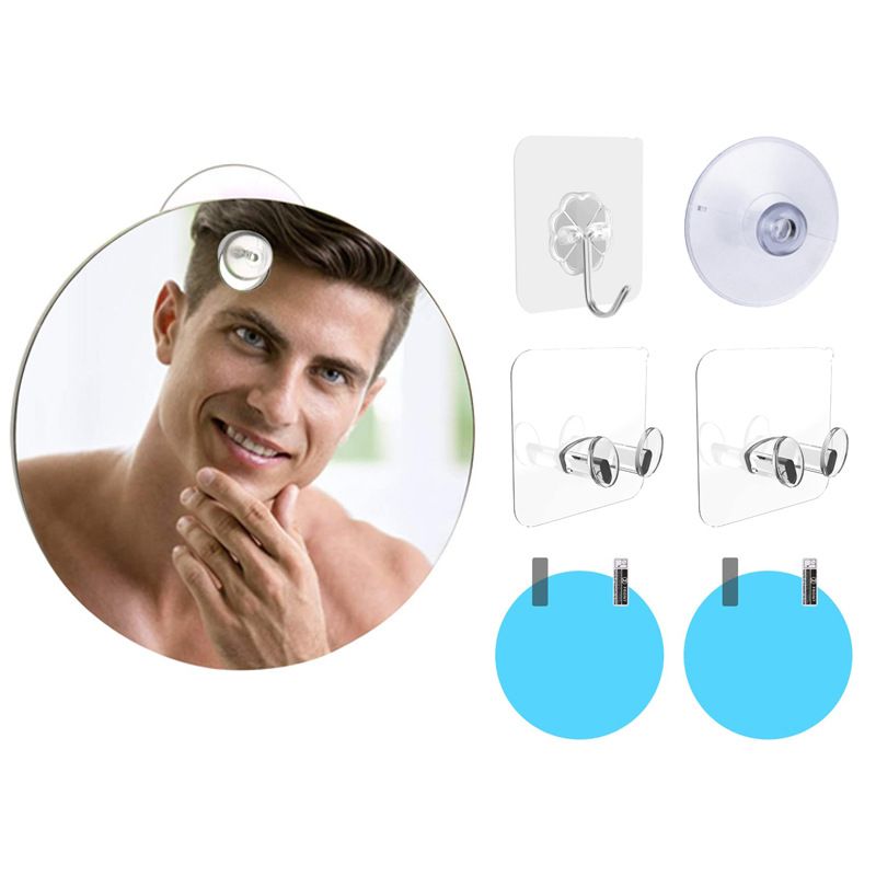 Fog Free Shower Shaving Mirror Set with Suction Cup & Razor Holder