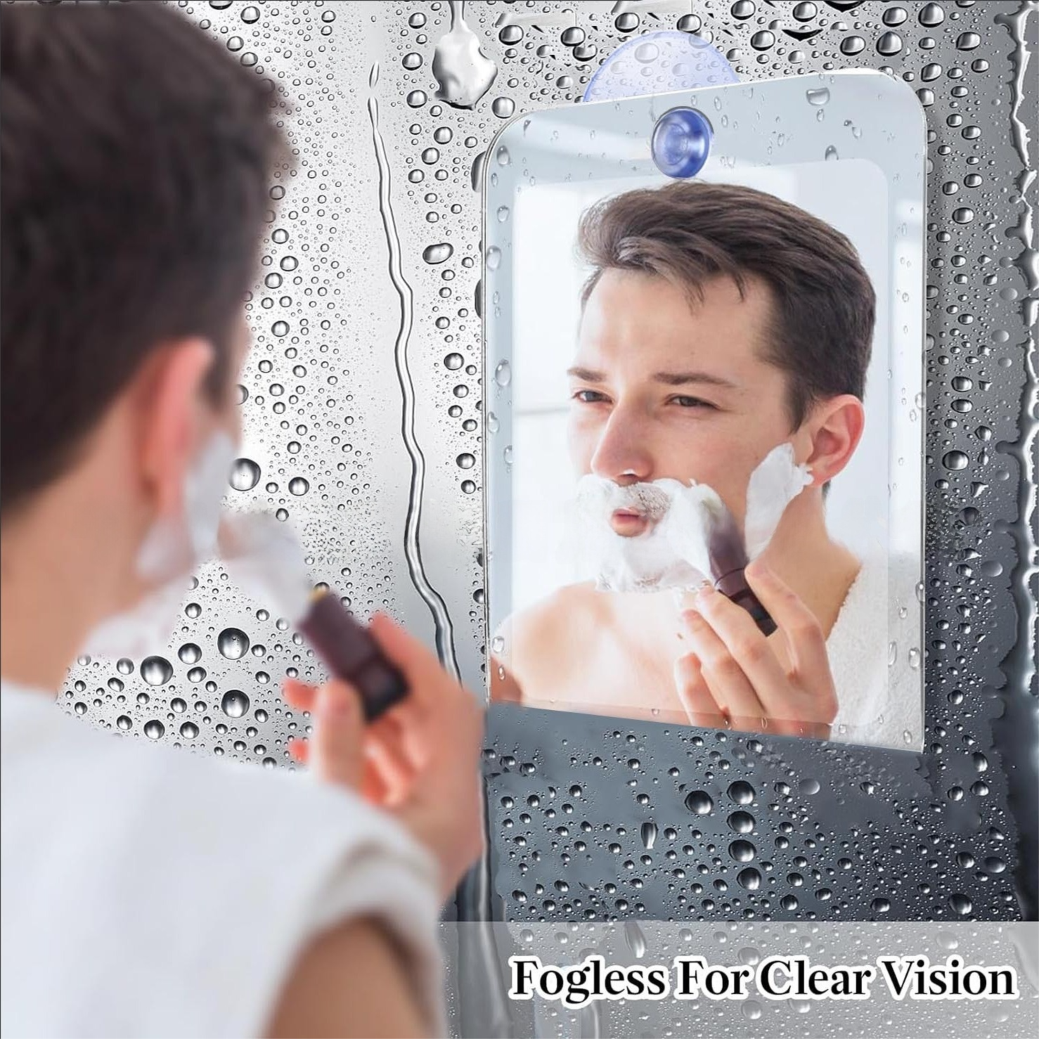 Fog Free Shower Shaving Mirror Set with Suction Cup & Razor Holder view 2
