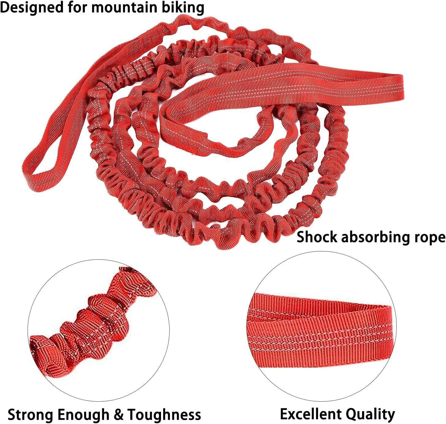Black Bike Shock Absorbing Tow Rope with Storage Bag (8 to 15 FT) - Durable view 2